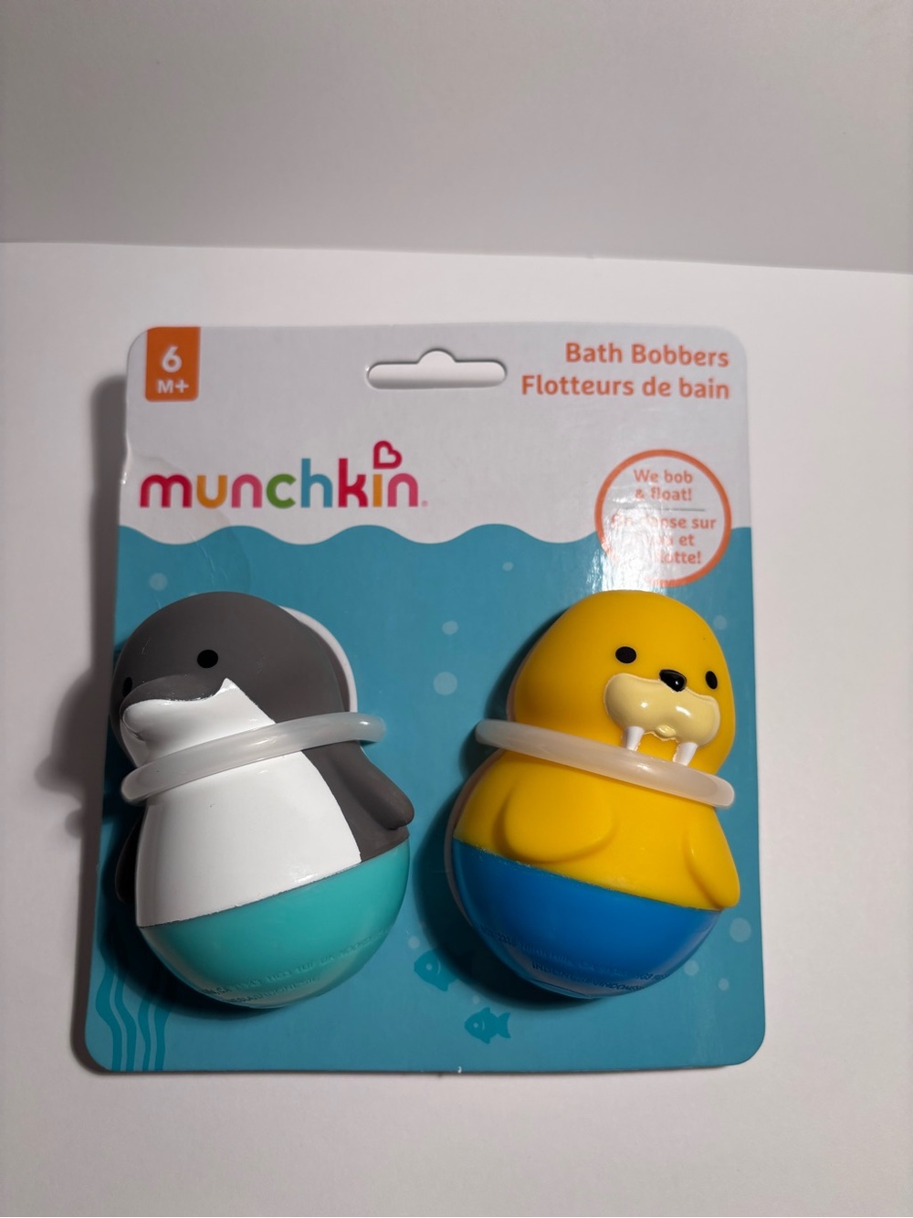 Munchkin Bath Bobbers Dolphin Walrus Floating Baby Toddler Tub Water Toys 2pc